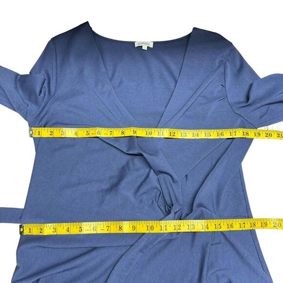 Sundance Always Right Dress Faux Wrap Womens Size L Blue Cotton Modal Midi - Picture 12 of 16
